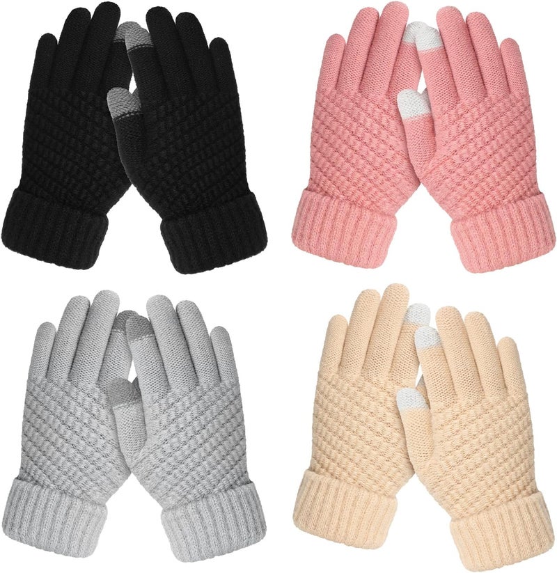 Clothclose 4 Pairs Kids Winter Gloves for Boys Girls, Warm Winter Glove for Kids, Knit Toddler Kid Gloves, Soft Kid Mittens - Image 1